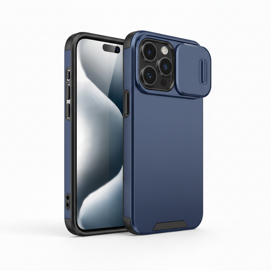 Shockproof Slide Camera Case with Lens Protector – For iPhone 12 to 15 Pro & Pro Max