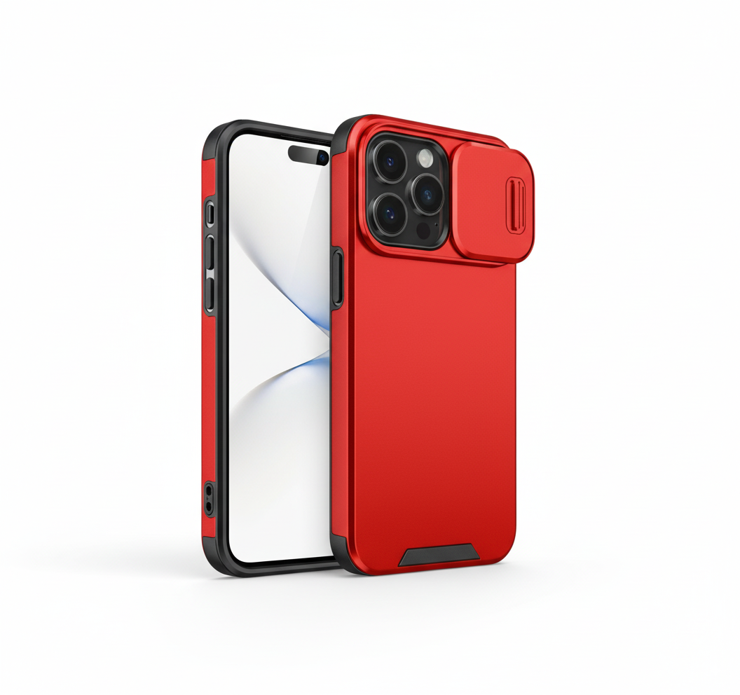 Shockproof Slide Camera Case with Lens Protector – For iPhone 12 to 15 Pro & Pro Max